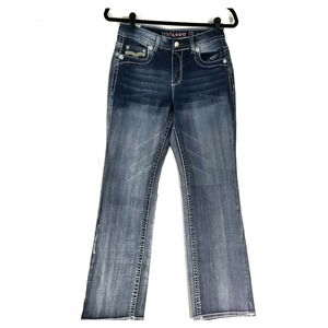 Rebel & Soul Jeans Womens Size 4 Embellished Missy Boot Cream Medium Wash Ombre‎